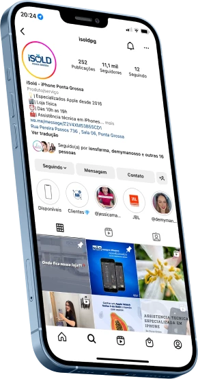 Instagram do iSold na tela de um iPhone